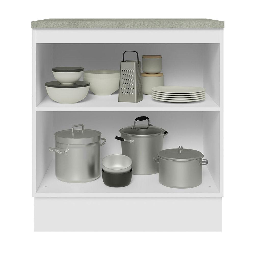 Balcão Madesa Lux 70 cm 2 Portas - Branco/Cinza (Com Tampo)