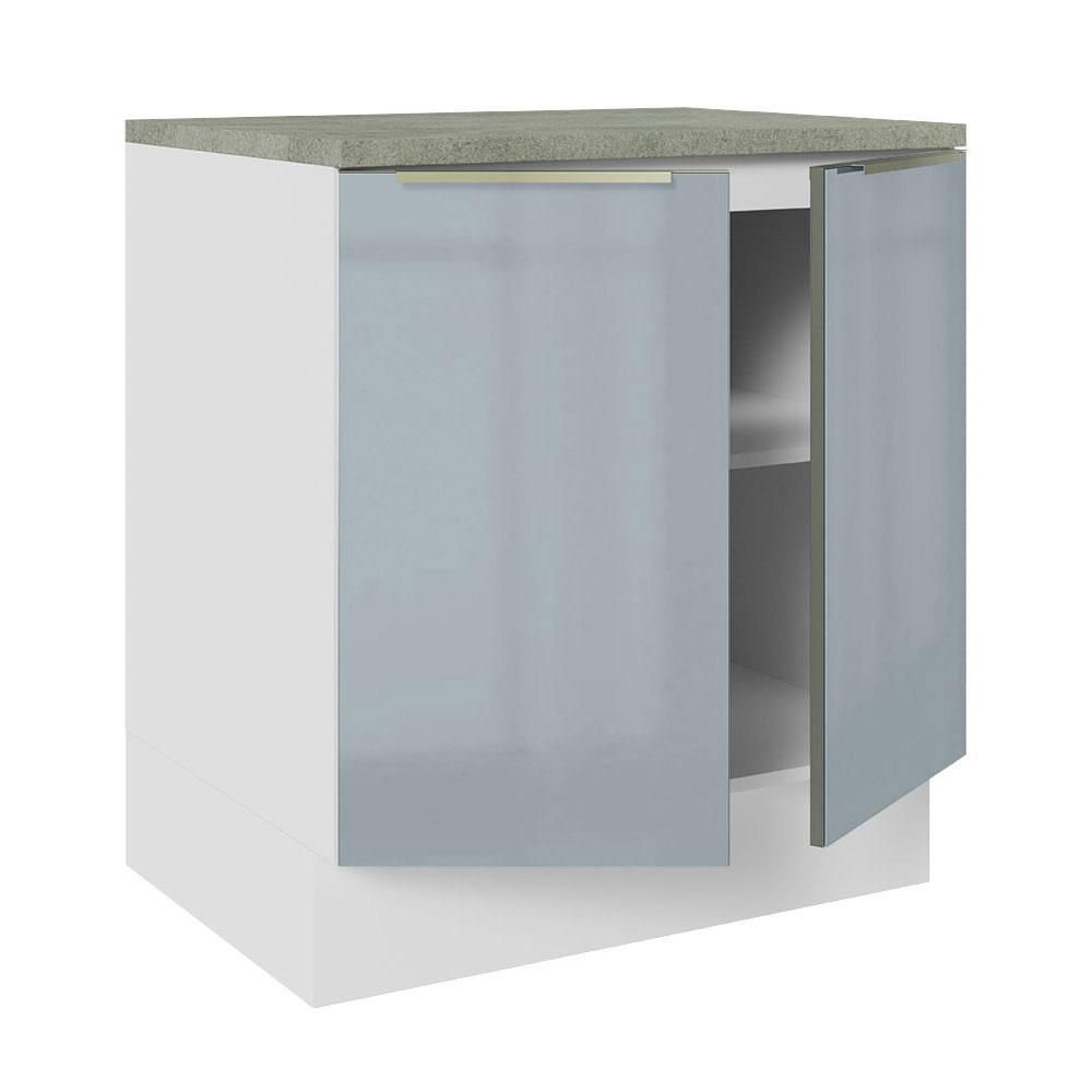 Balcão Madesa Lux 70 cm 2 Portas - Branco/Cinza (Com Tampo)