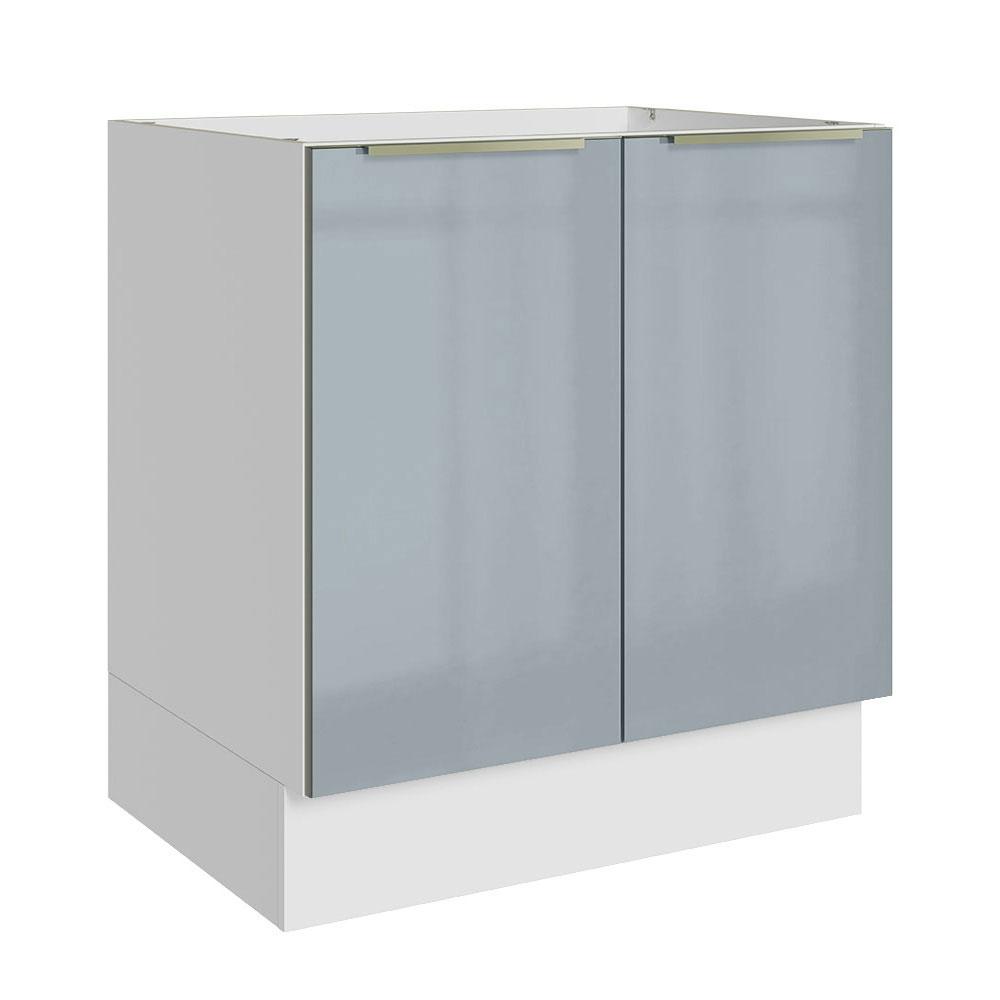 Balcão Madesa Lux 70 cm 2 Portas - Branco/Cinza (Sem Tampo)