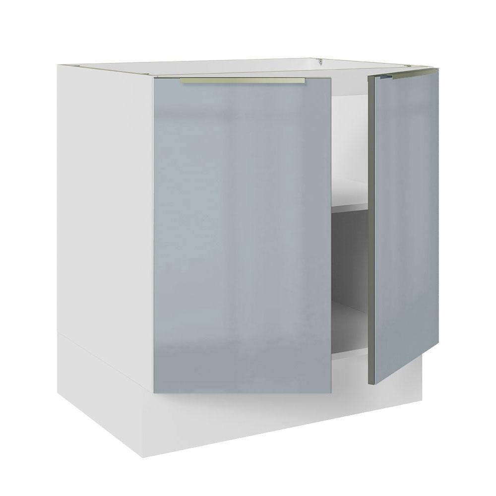 Balcão Madesa Lux 70 cm 2 Portas - Branco/Cinza (Sem Tampo)