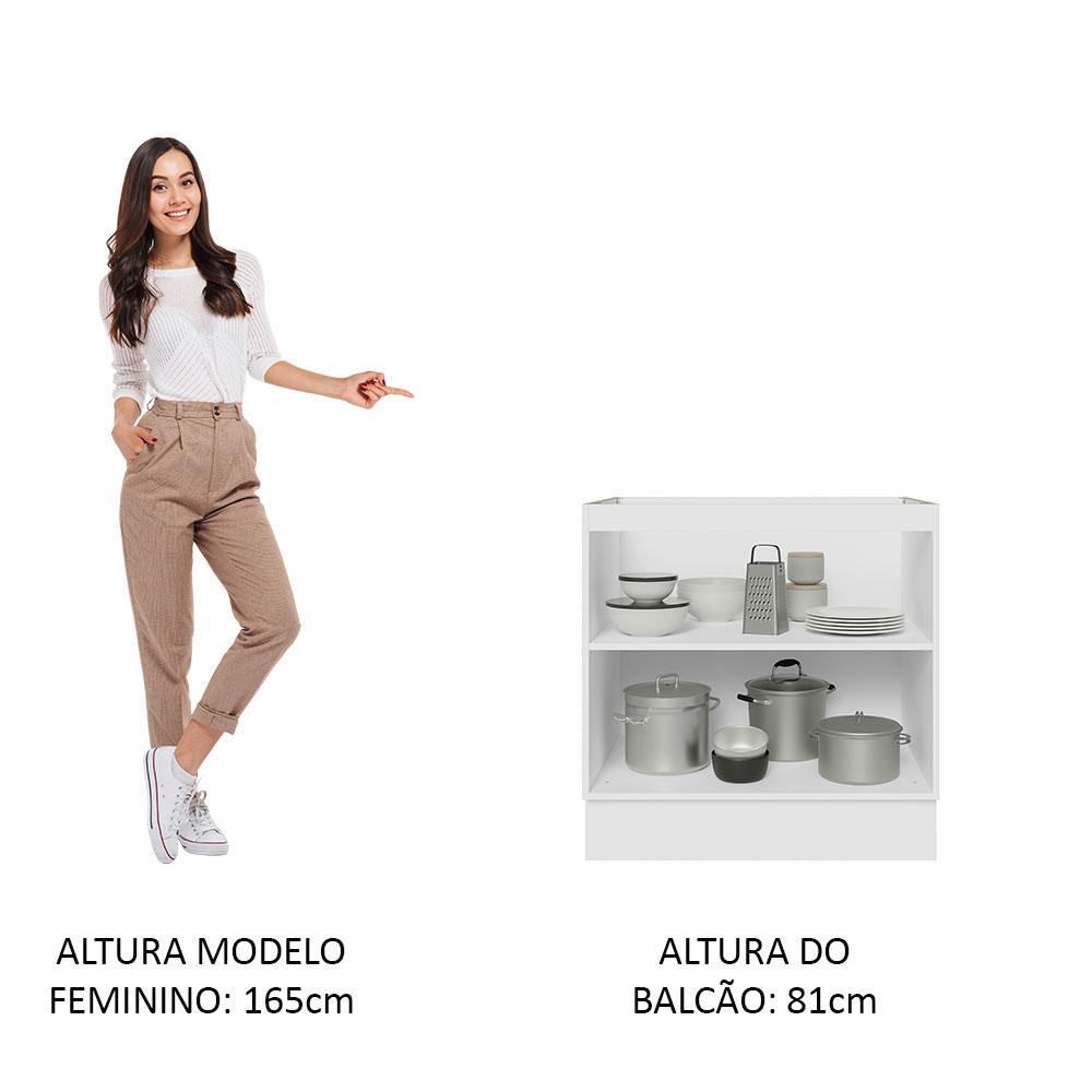 Balcão Madesa Lux 70 cm 2 Portas - Branco/Cinza (Sem Tampo)