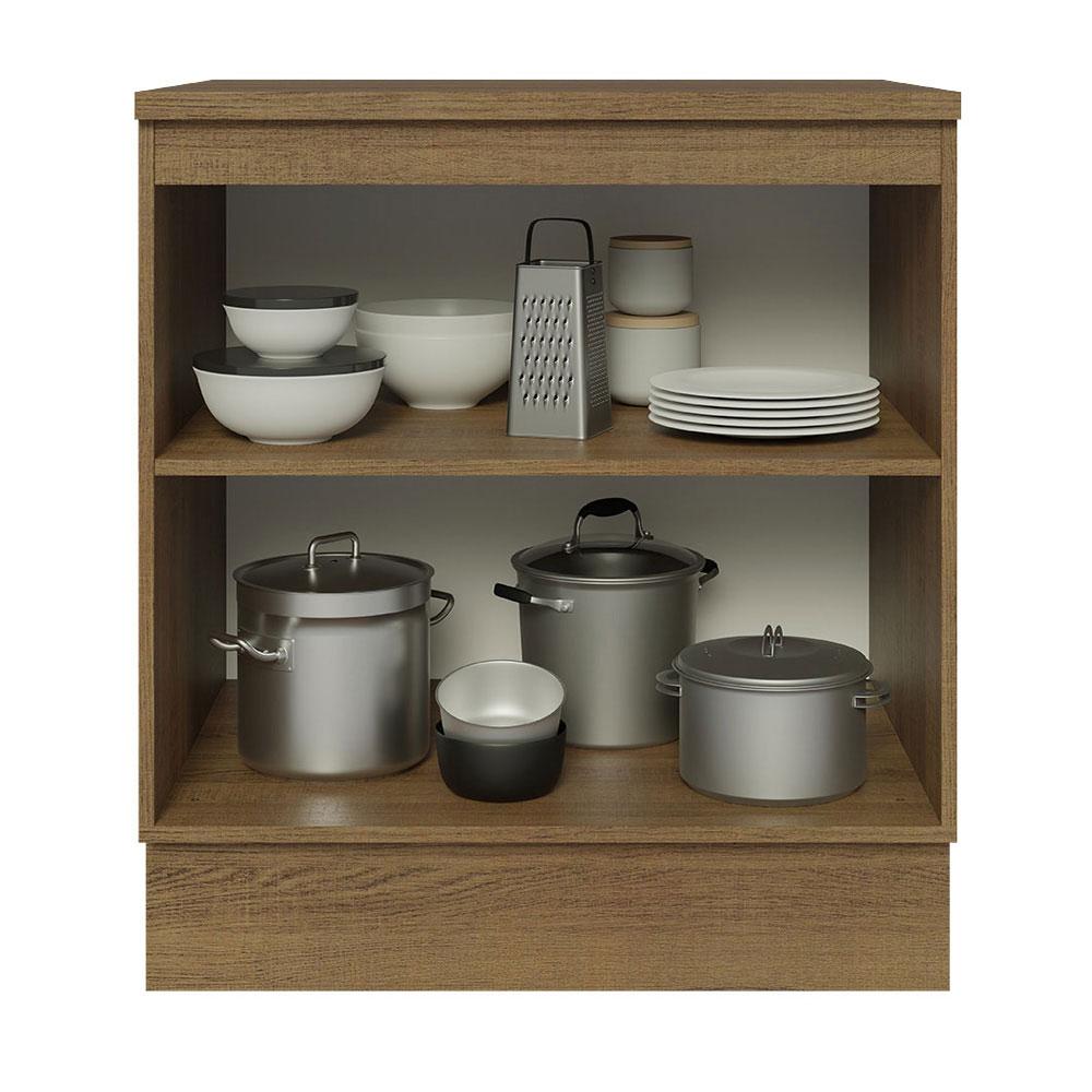 Balcão Madesa Lux 70 cm 2 Portas - Rustic/Branco Veludo (Com Tampo)