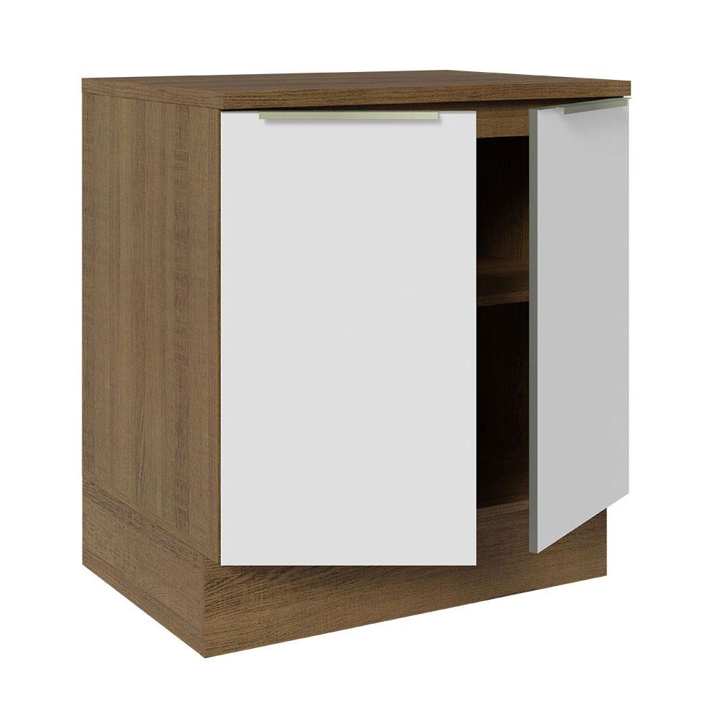 Balcão Madesa Lux 70 cm 2 Portas - Rustic/Branco Veludo (Com Tampo)