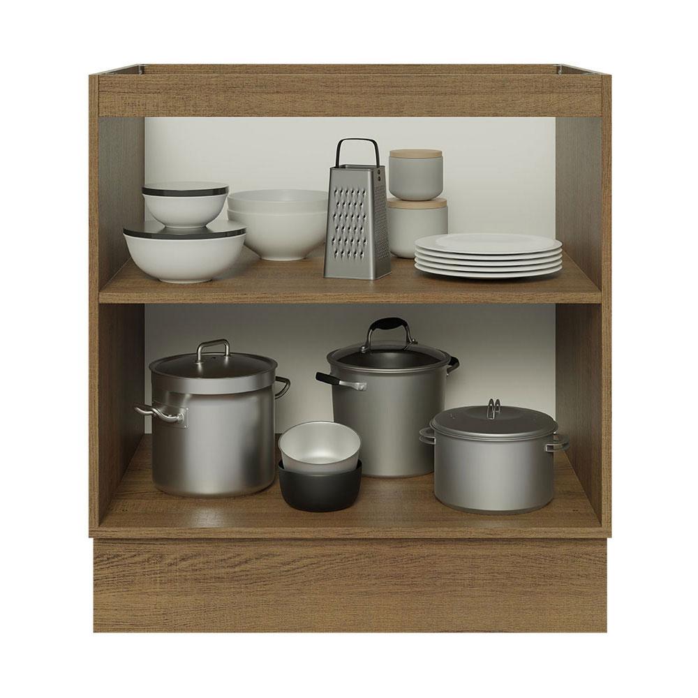 Balcão Madesa Lux 70 cm 2 Portas - Rustic/Branco Veludo (Sem Tampo)