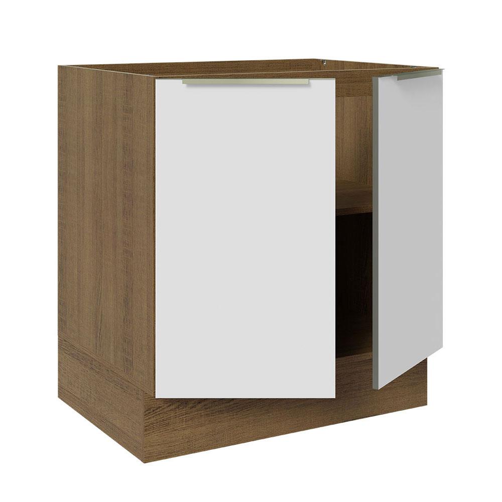Balcão Madesa Lux 70 cm 2 Portas - Rustic/Branco Veludo (Sem Tampo)