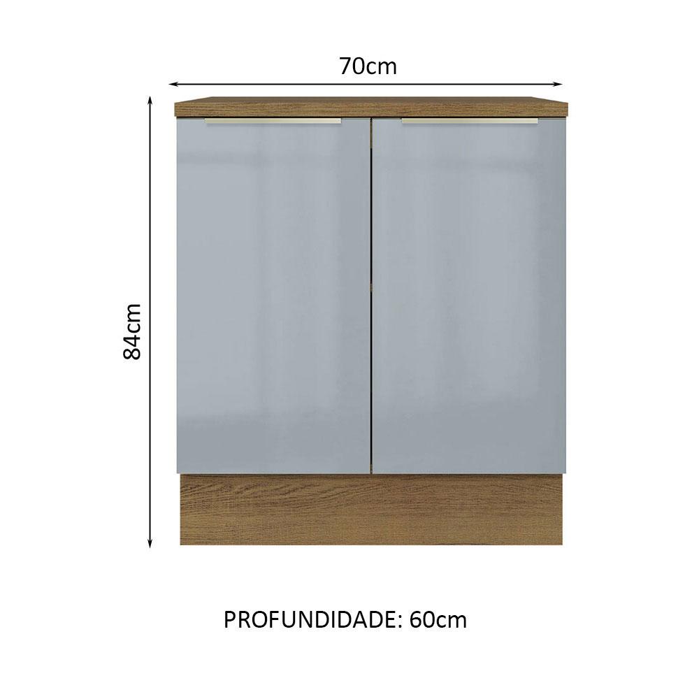 Balcão Madesa Lux 70 cm 2 Portas - Rustic/Cinza (Com Tampo)