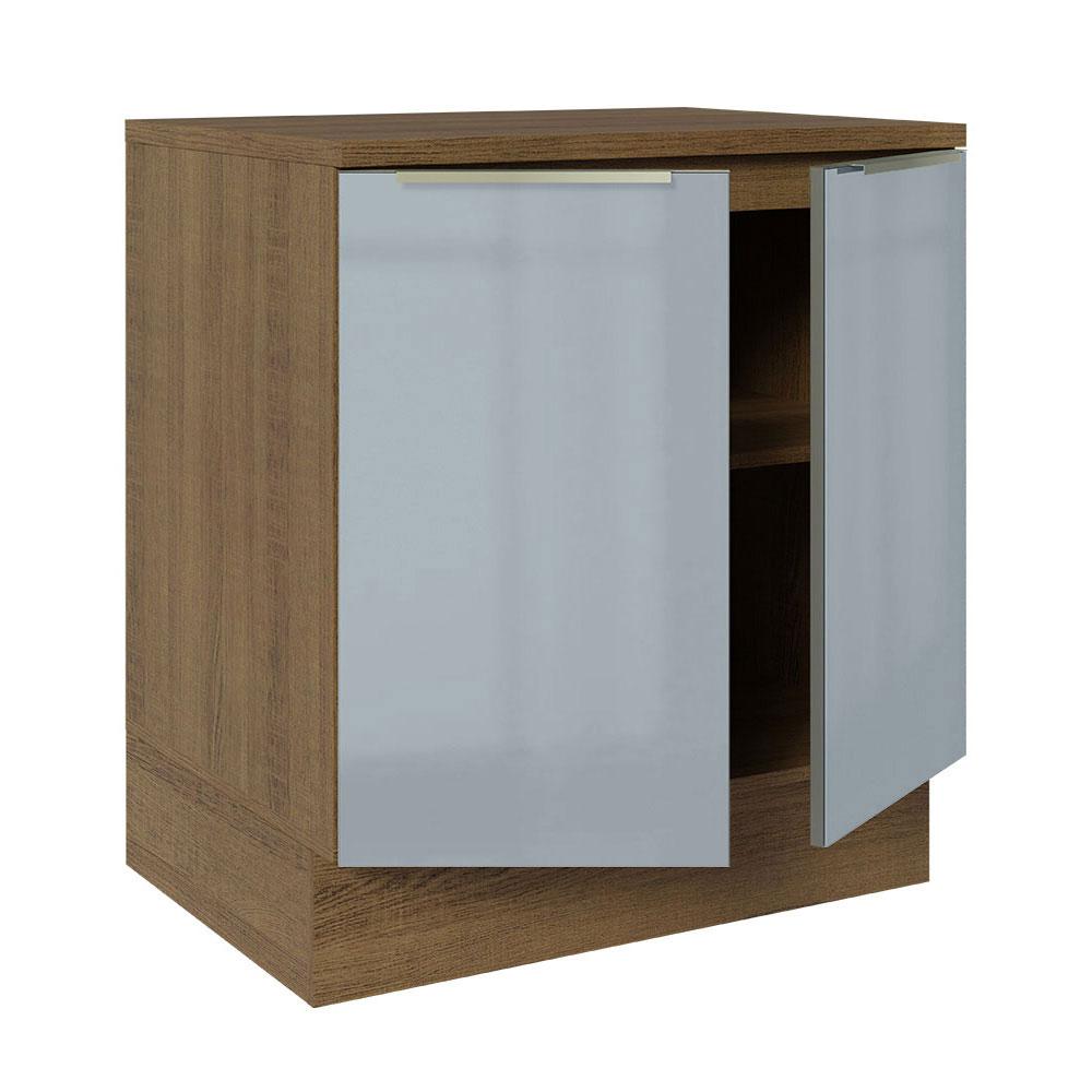 Balcão Madesa Lux 70 cm 2 Portas - Rustic/Cinza (Com Tampo)