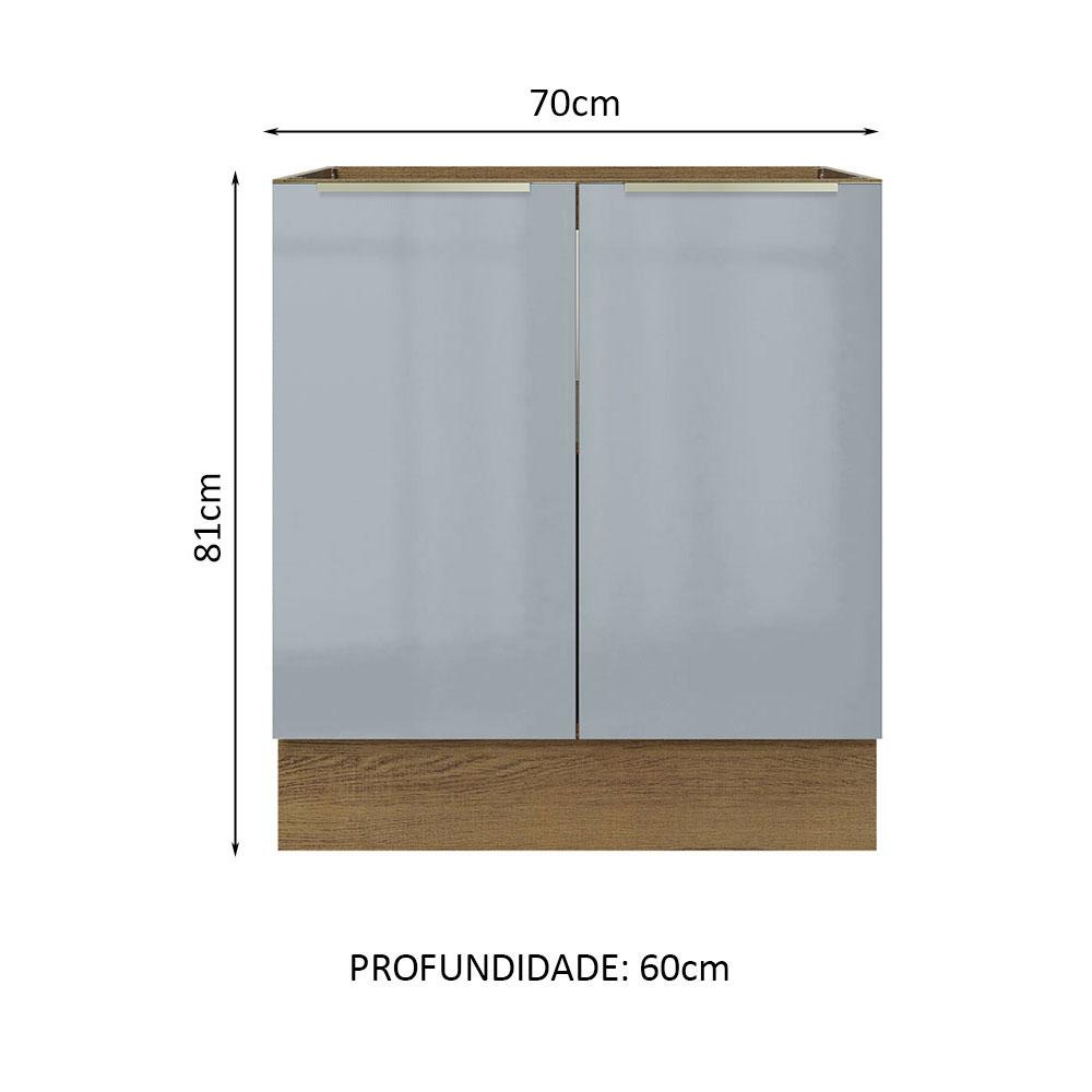 Balcão Madesa Lux 70 cm 2 Portas - Rustic/Cinza (Sem Tampo)