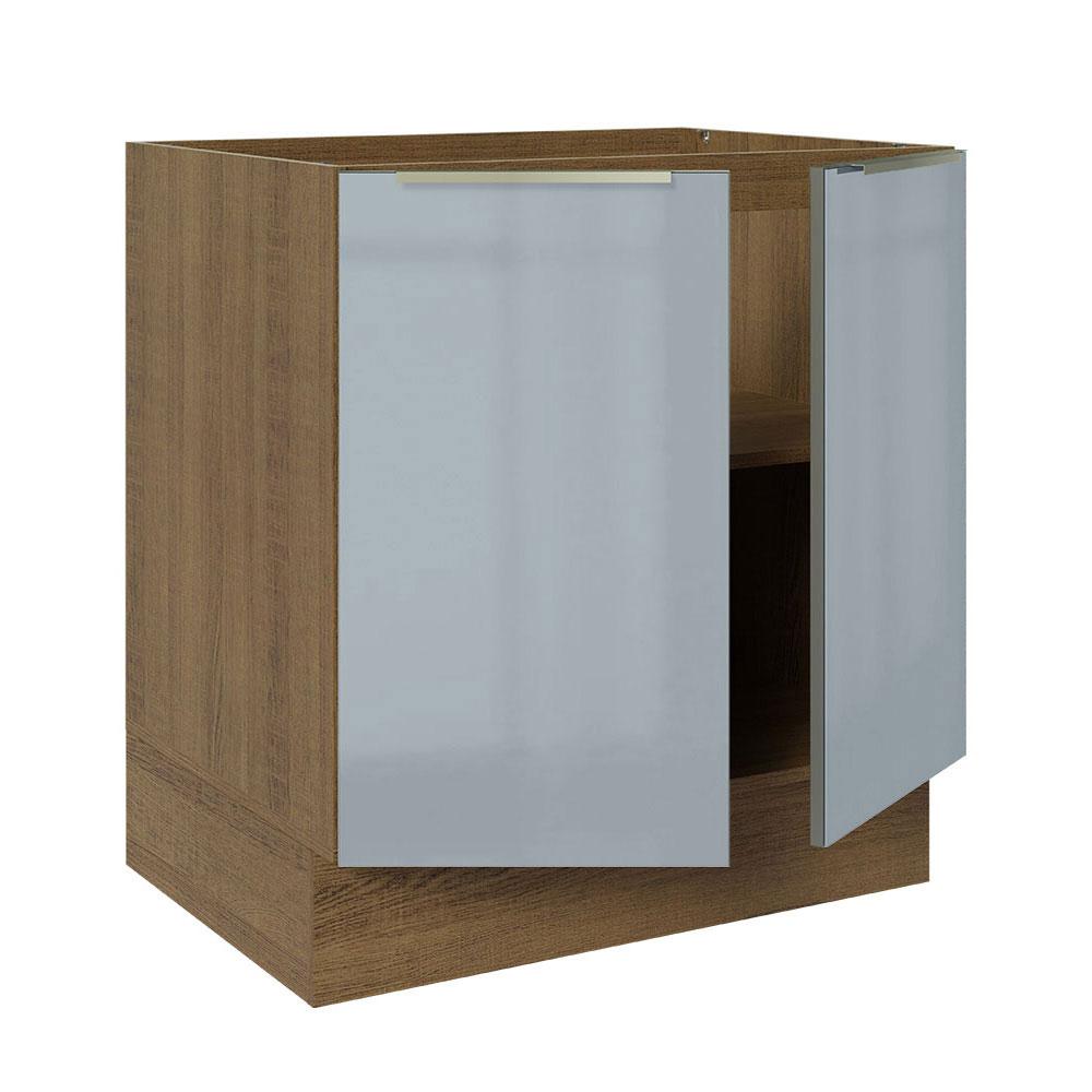 Balcão Madesa Lux 70 cm 2 Portas - Rustic/Cinza (Sem Tampo)