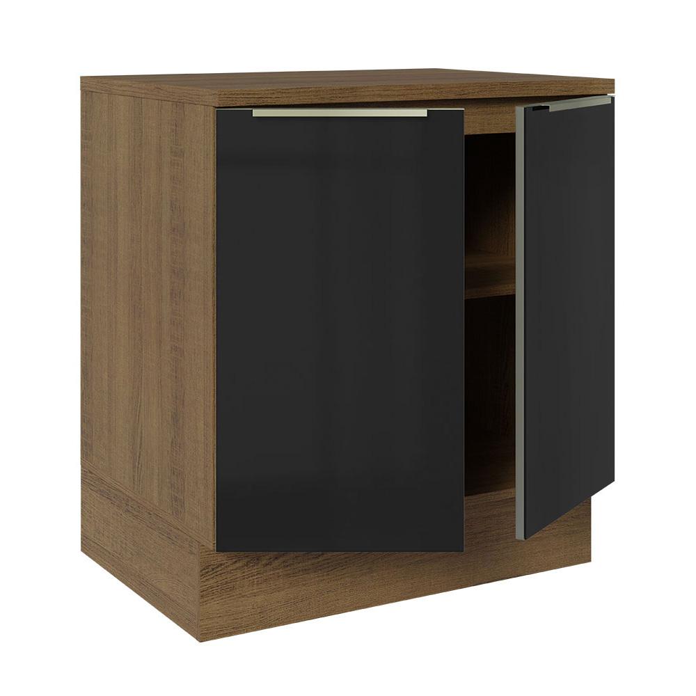 Balcão Madesa Lux 70 cm 2 Portas - Rustic/Preto (Com Tampo)