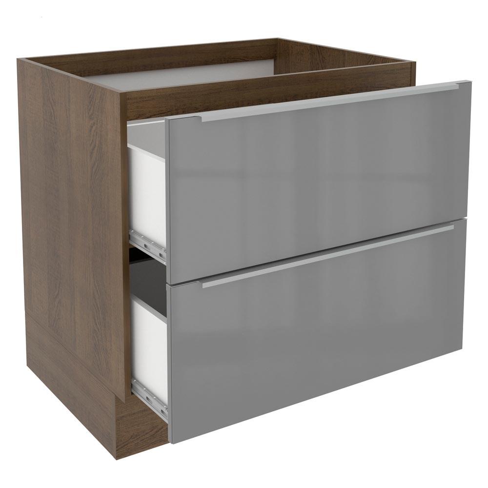 Balcão Madesa Lux 80 cm 2 Gavetas - Rustic/Cinza