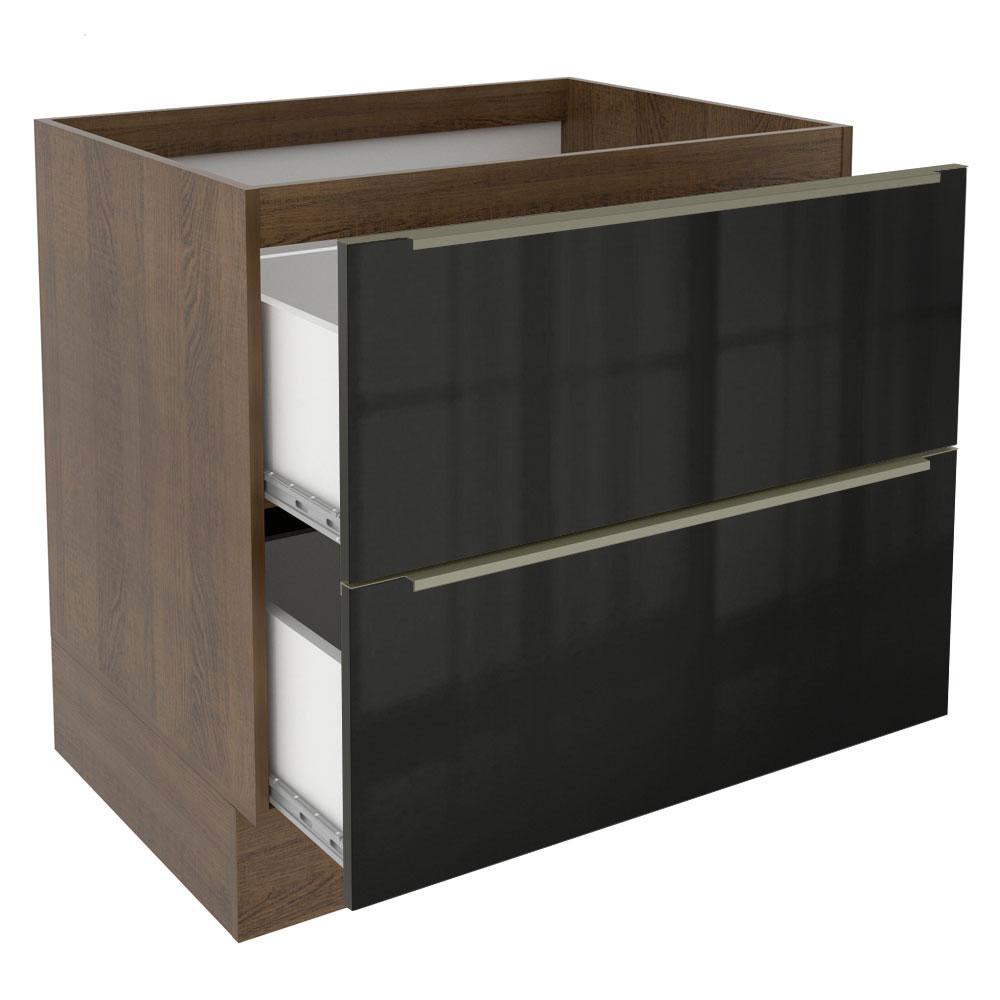 Balcão Madesa Lux 80 cm 2 Gavetas - Rustic/Preto