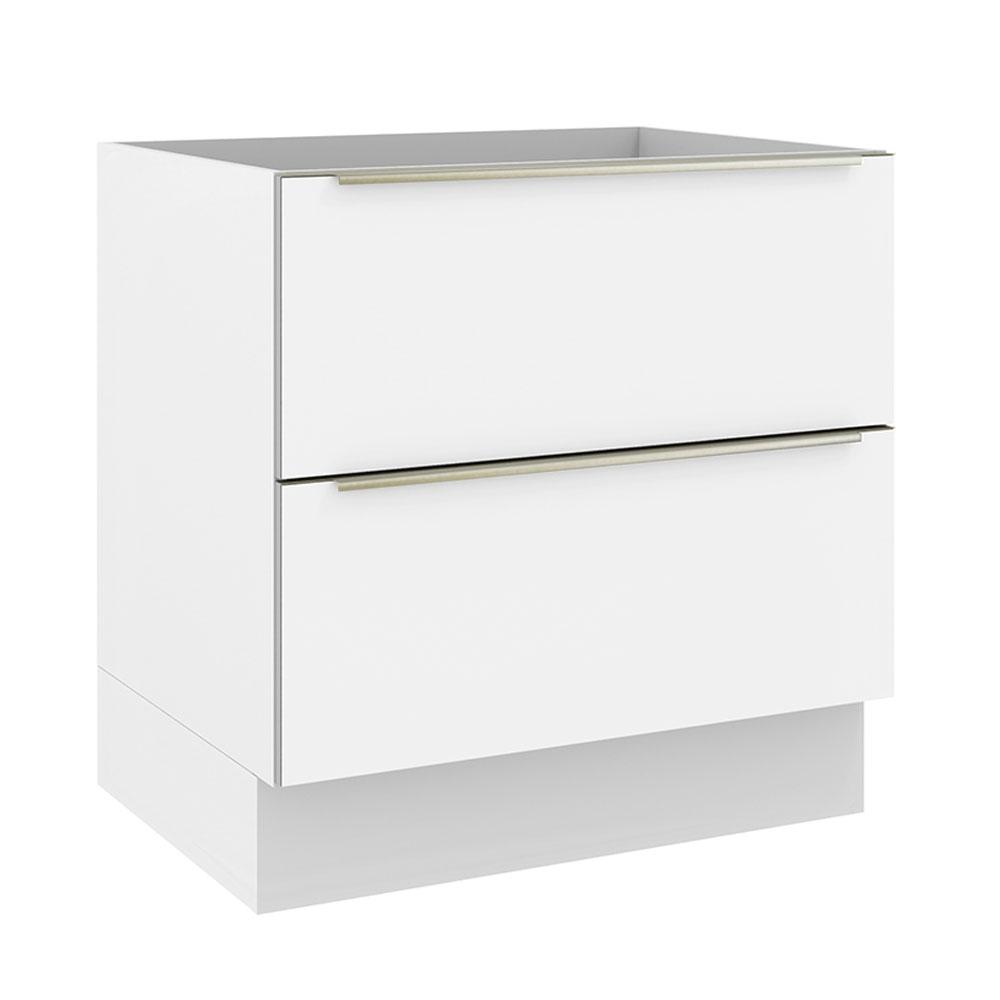 Balcão Madesa Lux 80 cm 2 Gavetas (Sem Tampo) - Branco/Branco Veludo