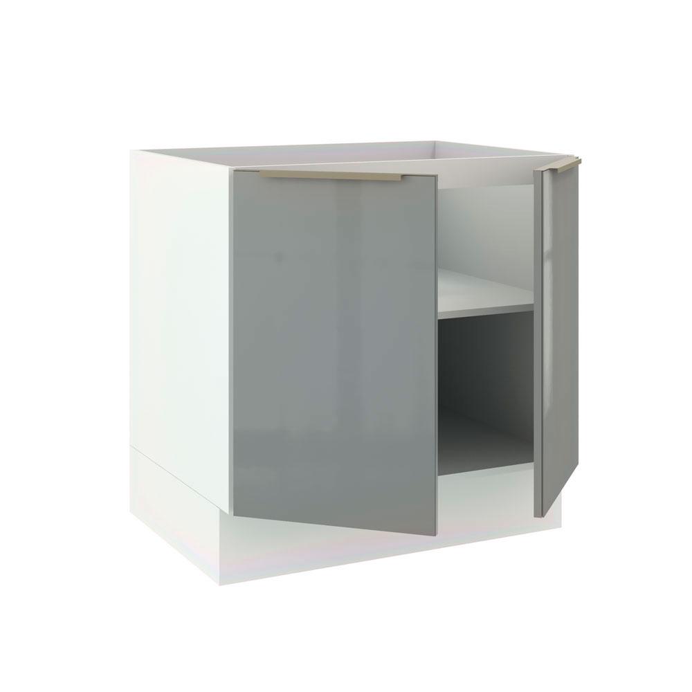 Balcão Madesa Lux 80 cm 2 Portas - Branco/Cinza