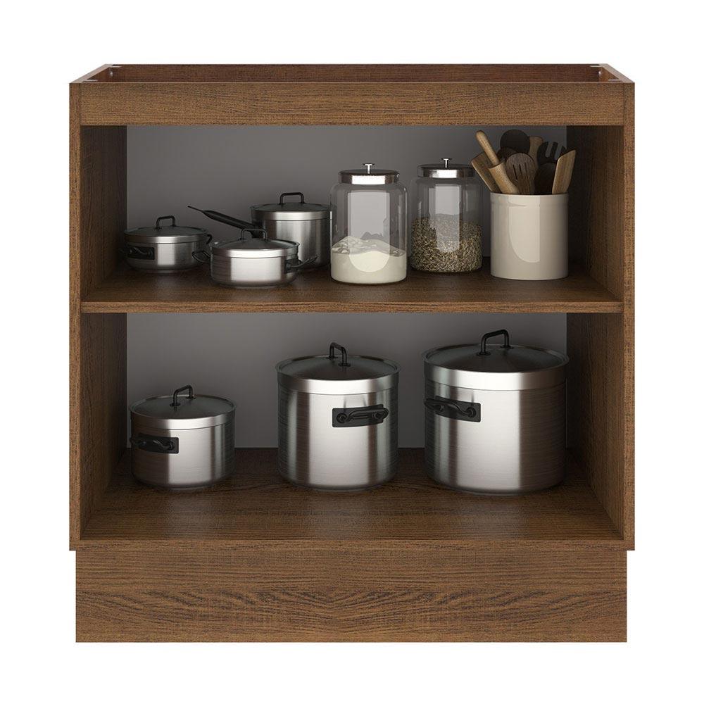 Balcão Madesa Lux 80 cm 2 Portas - Rustic/Cinza