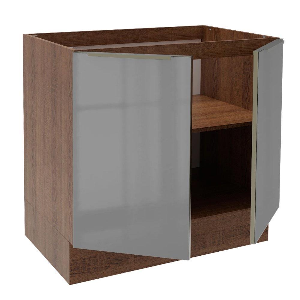 Balcão Madesa Lux 80 cm 2 Portas - Rustic/Cinza