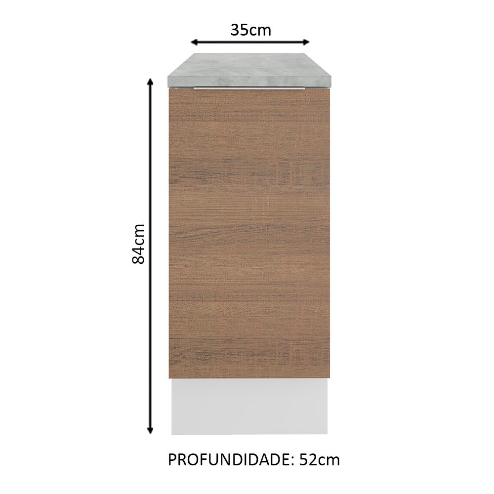 Balcão Madesa Stella 35 cm 1 Porta - Branco/Rustic