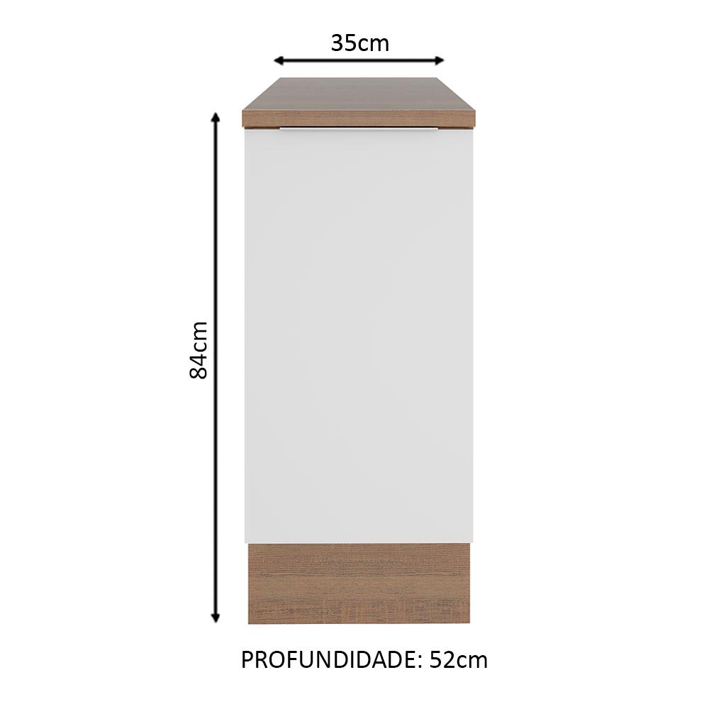 Balcão Madesa Stella 35 cm 1 Porta - Rustic/Branco