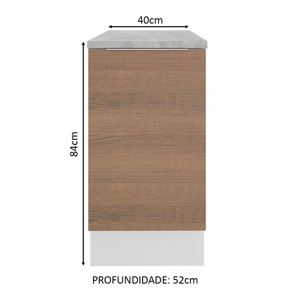 Balcão Madesa Stella 40 cm 1 Porta - Branco/Rustic