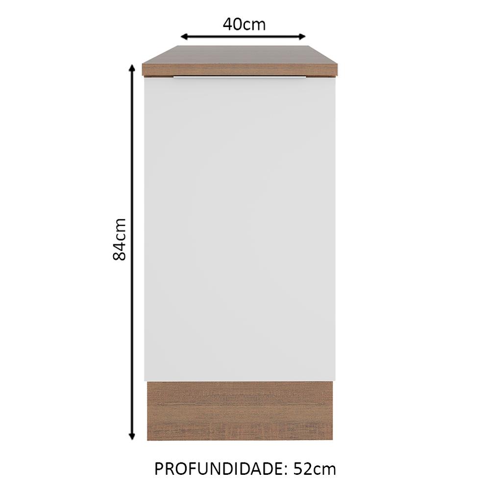 Balcão Madesa Stella 40 cm 1 Porta - Rustic/Branco