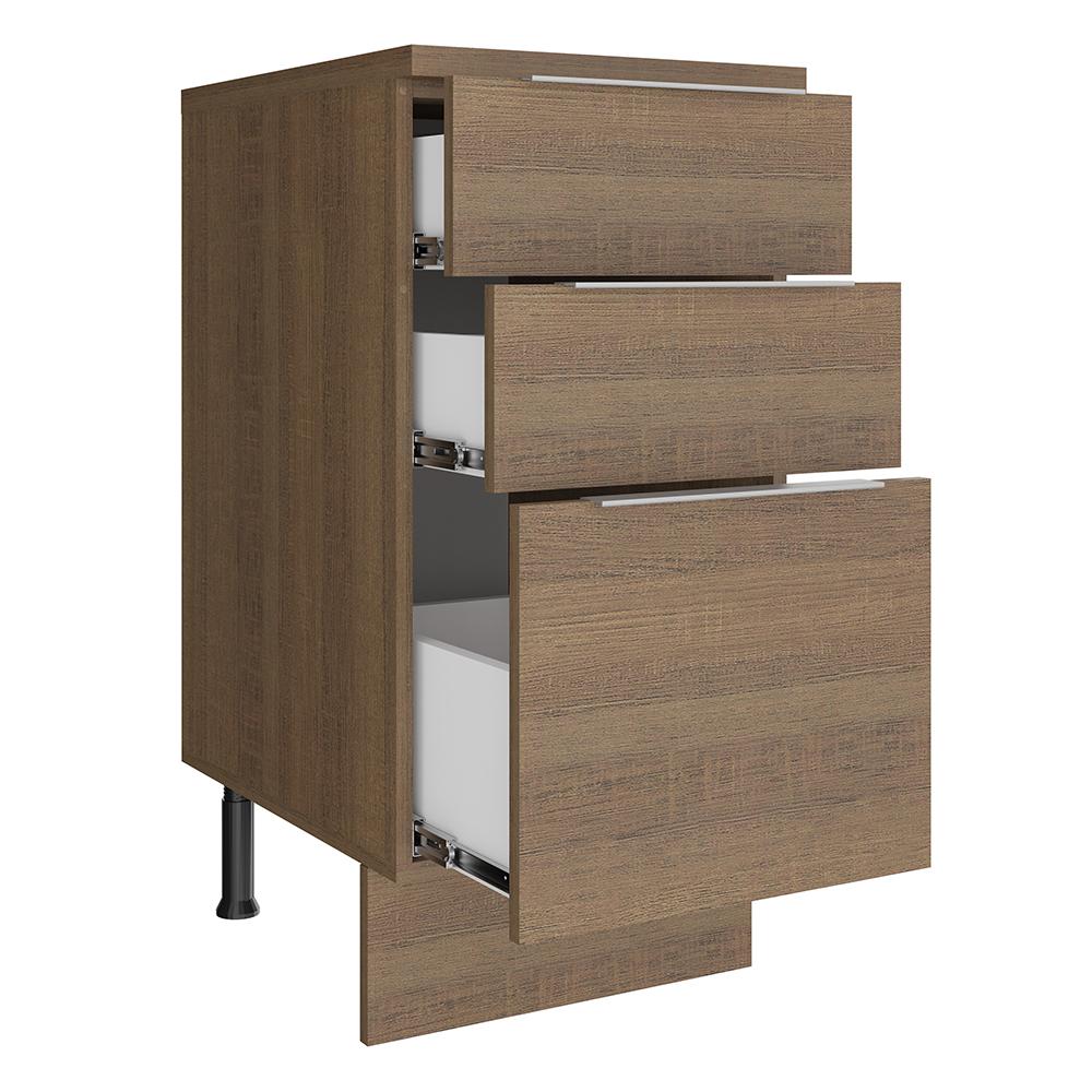 Balcão Madesa Stella 40 cm 3 Gavetas - Rustic
