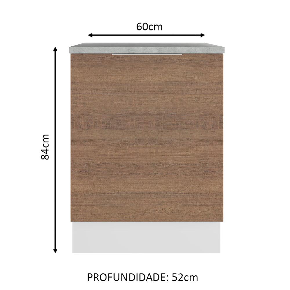Balcão Madesa Stella 60 cm 1 Porta - Branco/Rustic