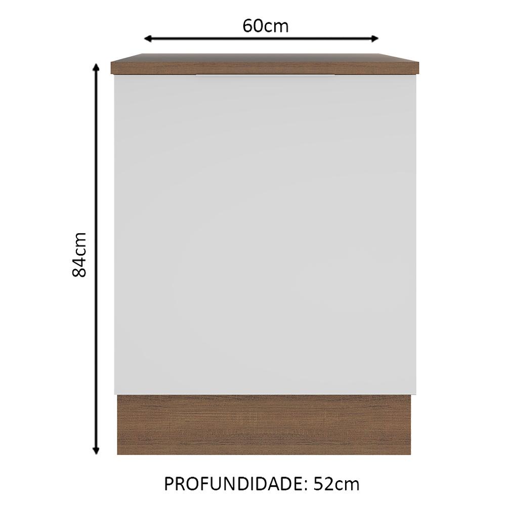 Balcão Madesa Stella 60 cm 1 Porta - Rustic/Branco