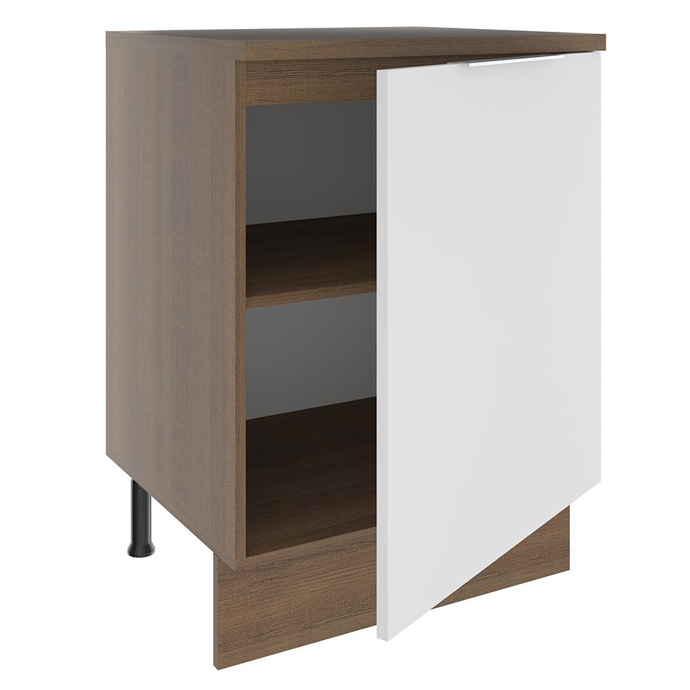 Balcão Madesa Stella 60 cm 1 Porta - Rustic/Branco