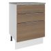 Balcão Madesa Stella 60 cm 3 Gavetas - Branco/Rustic