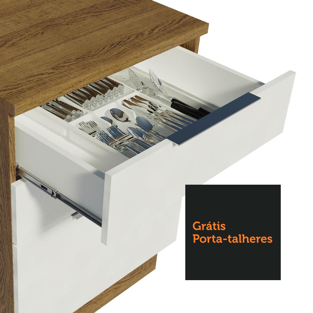 Balcão Madesa Stella 60 cm 3 Gavetas - Rustic/Branco