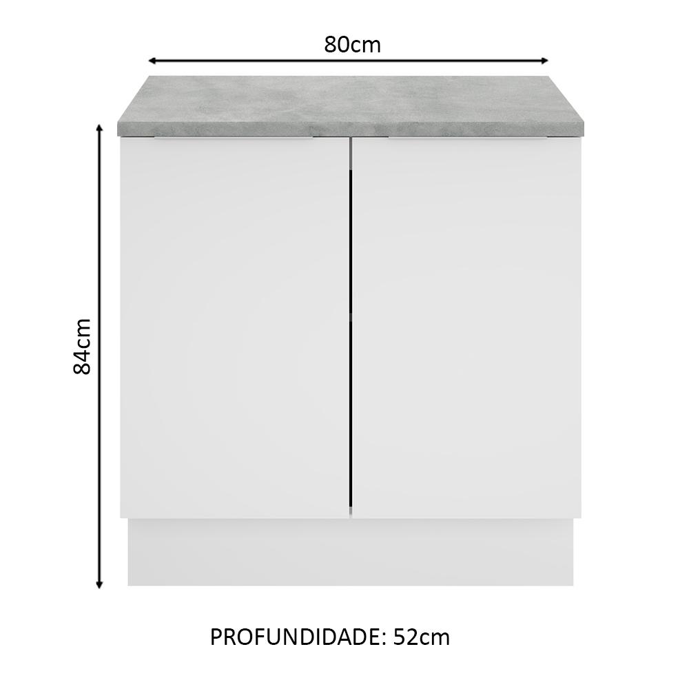 Balcão Madesa Stella 80 cm 2 Portas - Branco