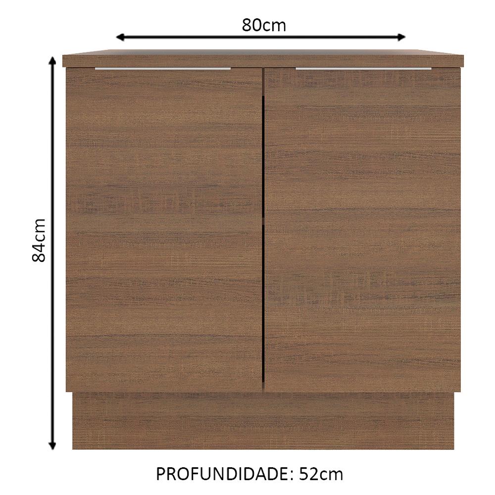 Balcão Madesa Stella 80 cm 2 Portas - Rustic