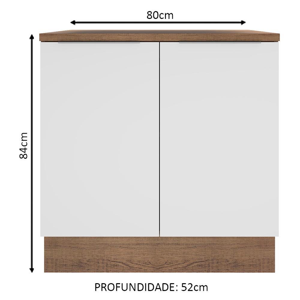 Balcão Madesa Stella 80 cm 2 Portas - Rustic/Branco