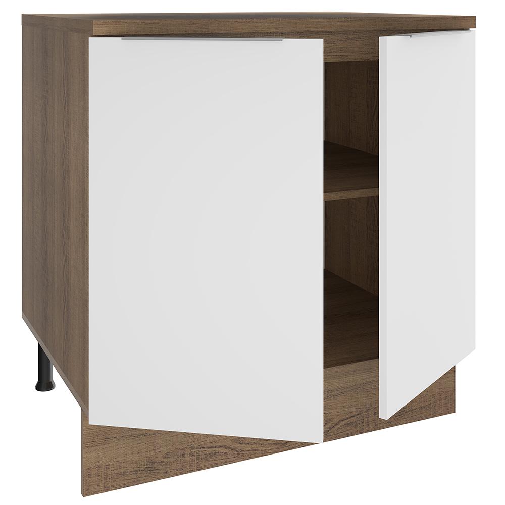 Balcão Madesa Stella 80 cm 2 Portas - Rustic/Branco