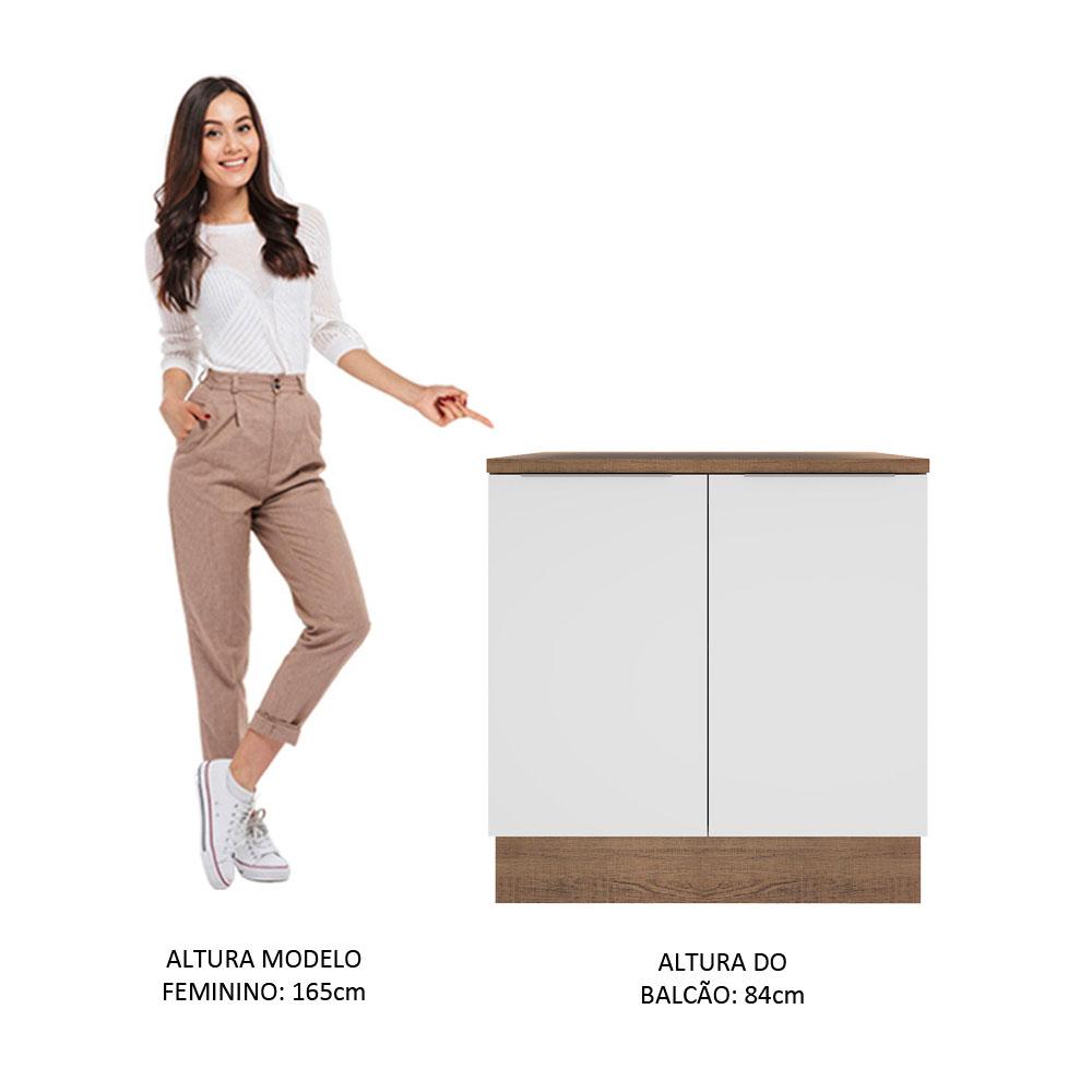 Balcão Madesa Stella 80 cm 2 Portas - Rustic/Branco