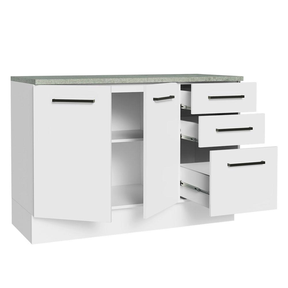 Balcão Multiuso 120cm 2 Portas 3 Gavetas Branco Agata Madesa