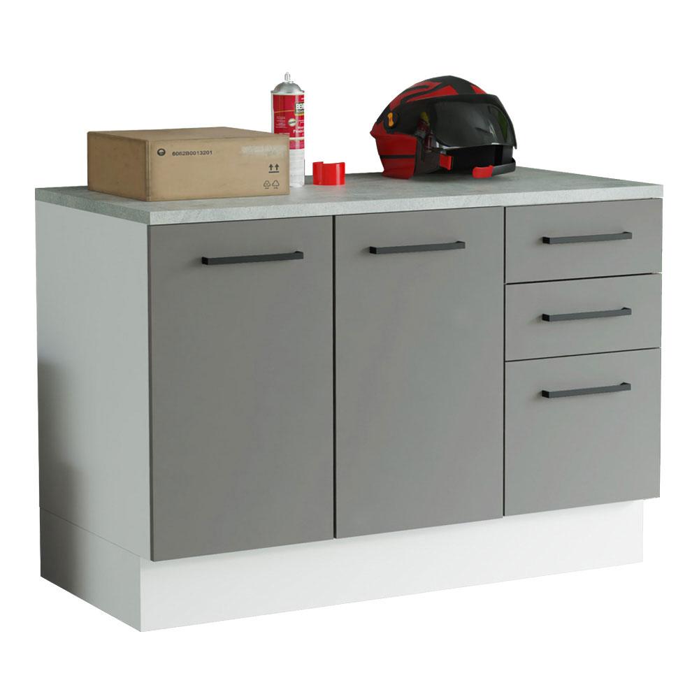Balcão Multiuso 120cm 2 Portas 3 Gavetas Branco/Cinza Agata Madesa