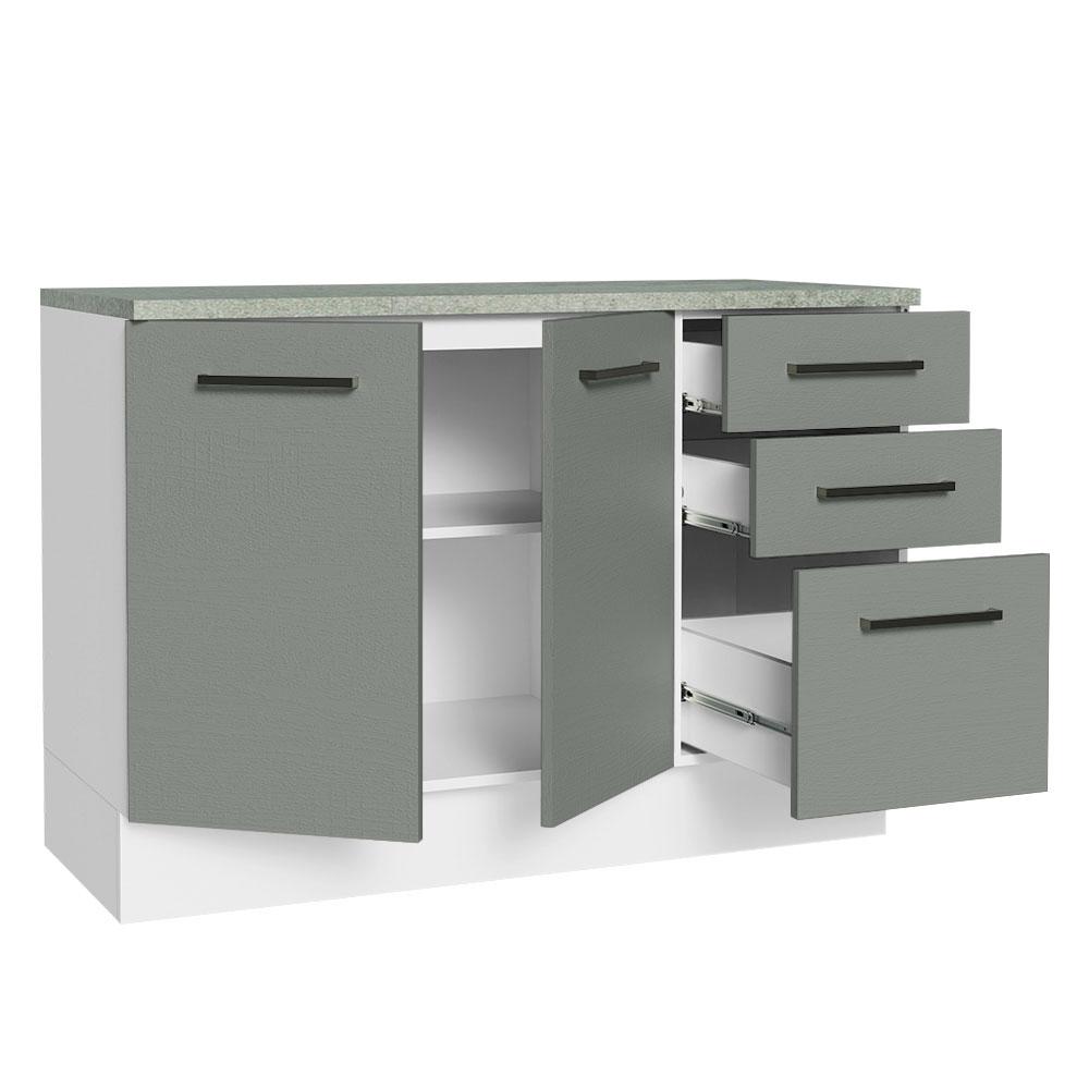 Balcão Multiuso 120cm 2 Portas 3 Gavetas Branco/Cinza Agata Madesa