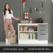 Balcão Multiuso 120cm 2 Portas 3 Gavetas Branco/Cinza Agata Madesa