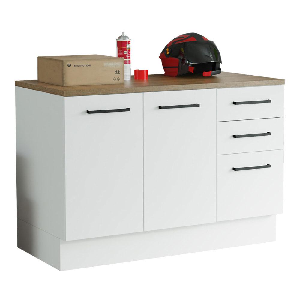 Balcão Multiuso 120cm 2 Portas 3 Gavetas Branco/Rustic Agata Madesa