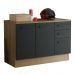 Balcão Multiuso 120cm 2 Portas 3 Gavetas Rustic/Preto Agata Madesa