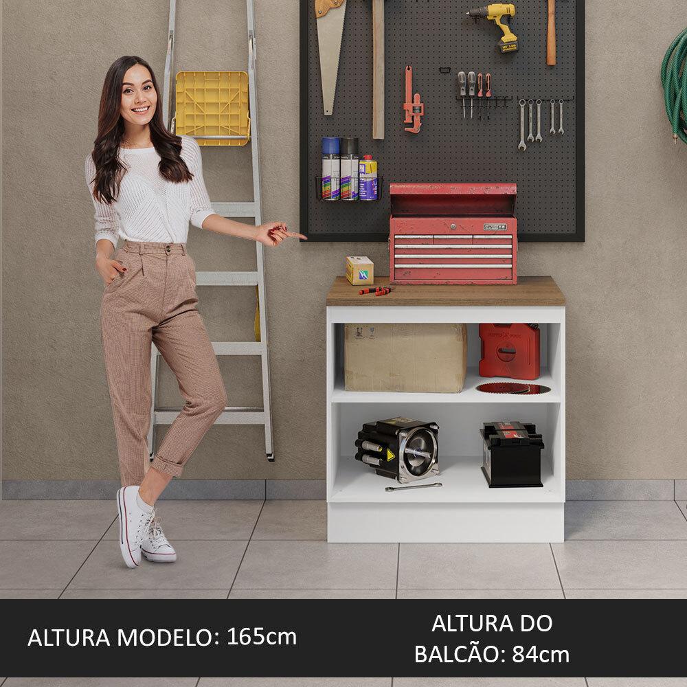Balcão Multiuso 80cm 2 Portas Branco/Rustic Agata Madesa
