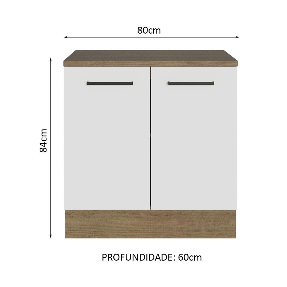 Balcão Multiuso 80cm 2 Portas Rustic/Branco Agata Madesa