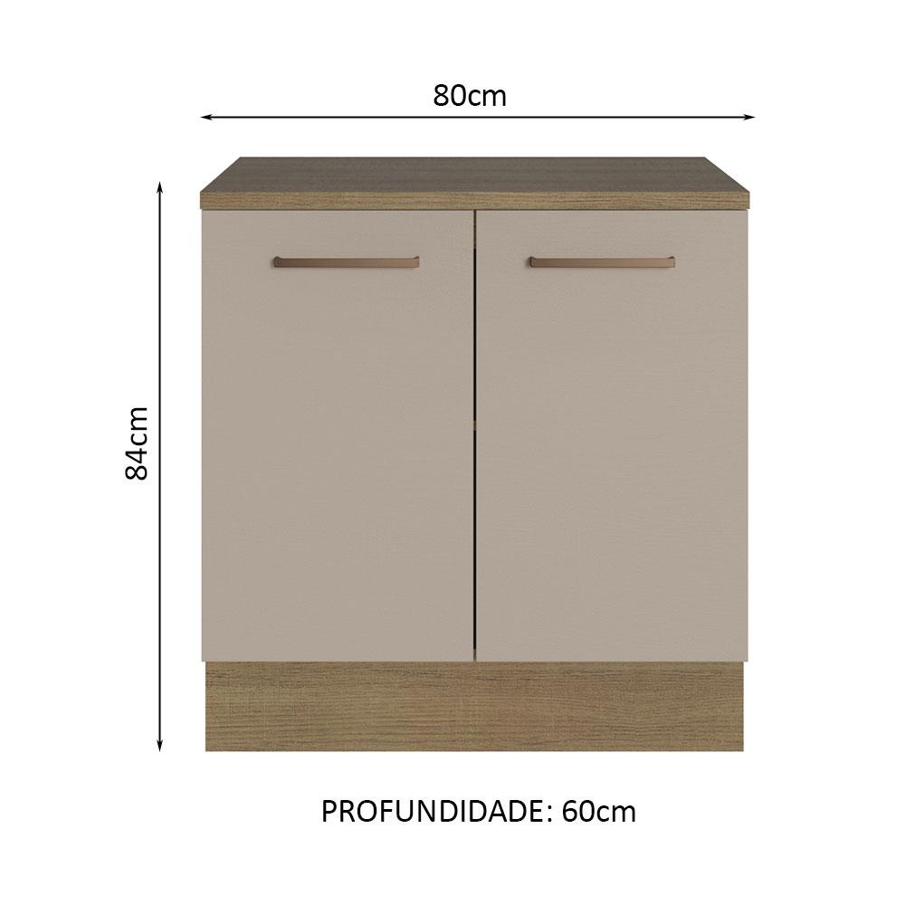Balcão Multiuso 80cm 2 Portas Rustic/Crema Agata Madesa