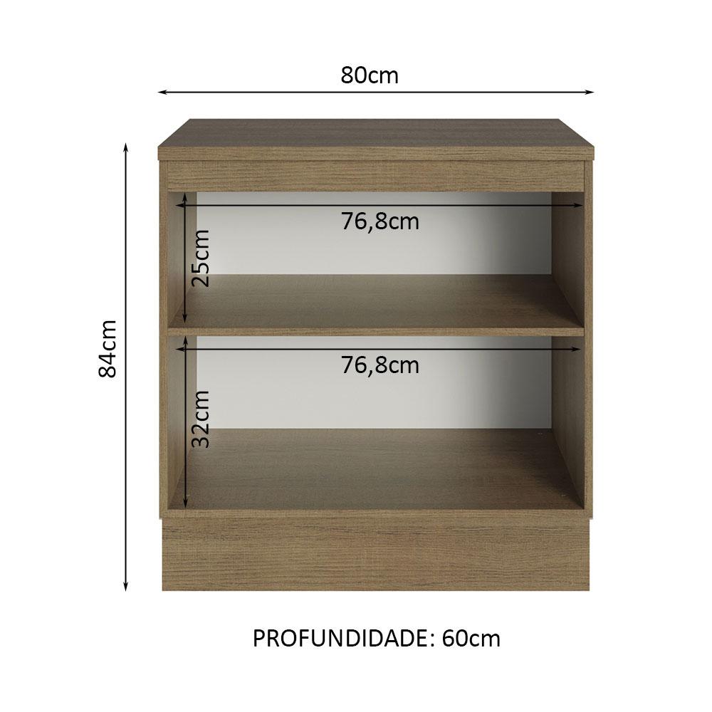 Balcão Multiuso 80cm 2 Portas Rustic/Crema Agata Madesa