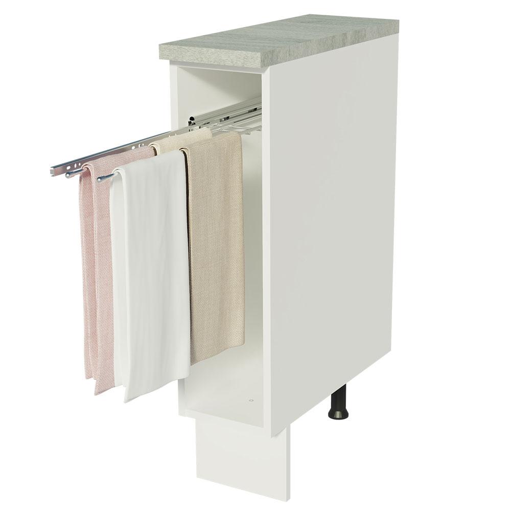 Balcão Porta-Pano 20 x 60 cm para Cozinhas Madesa Lux, Glamy, Agata (Com Tampo) - Branco