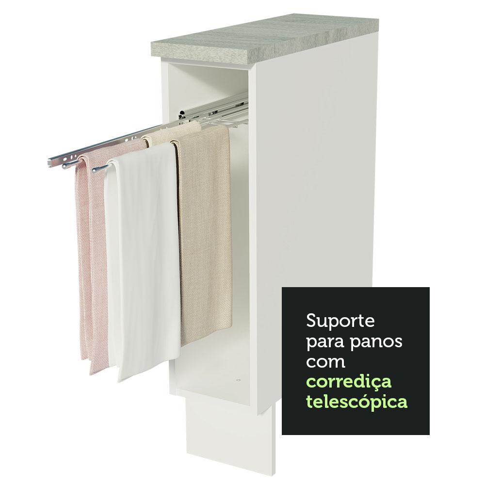 Balcão Porta-Pano 20 x 60 cm para Cozinhas Madesa Lux, Glamy, Agata (Com Tampo) - Branco