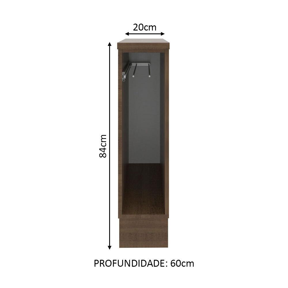 Balcão Porta-Pano 20 x 60 cm para Cozinhas Madesa Lux, Glamy, Agata (Com Tampo) - Rustic