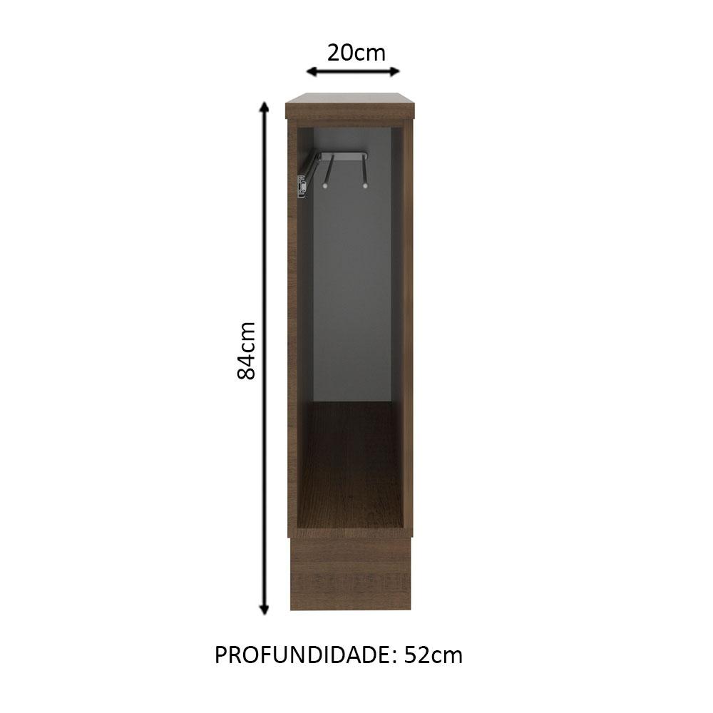 Balcão Porta-Pano Madesa para Cozinhas Glamy, Agata e Stella 20 cm (Com Tampo) - Rustic