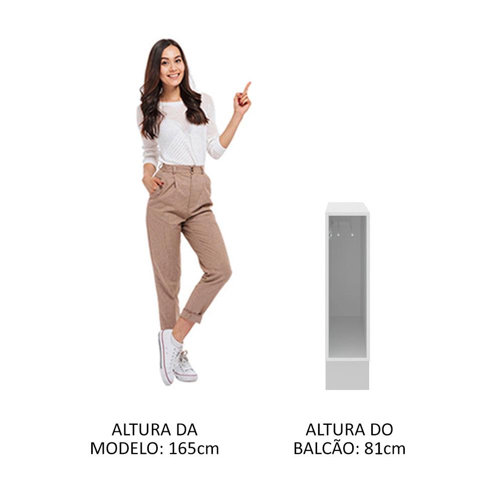 Balcão Porta-Pano Madesa para Cozinhas Lux, Glamy e Stella 20 x 60 cm (Sem Tampo) - Branco